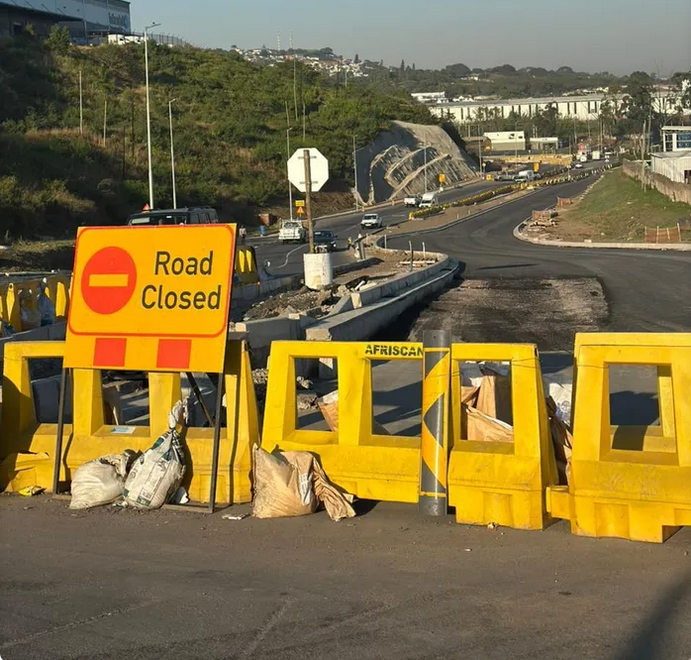 Part of the Old North Coast remains closed while the eThekwini Municipality finds money to complete roadworks. 