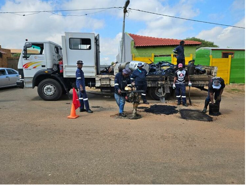 Potholes are repaired