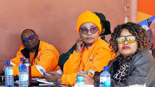 The HOD for the Department of Roads and Public Works, Dr Johnie MacKay, MEC Fufe Makatong and the chairperson of economic development, planning and tourism in the John Taolo Gaetsewe District, Naomie Mokwene