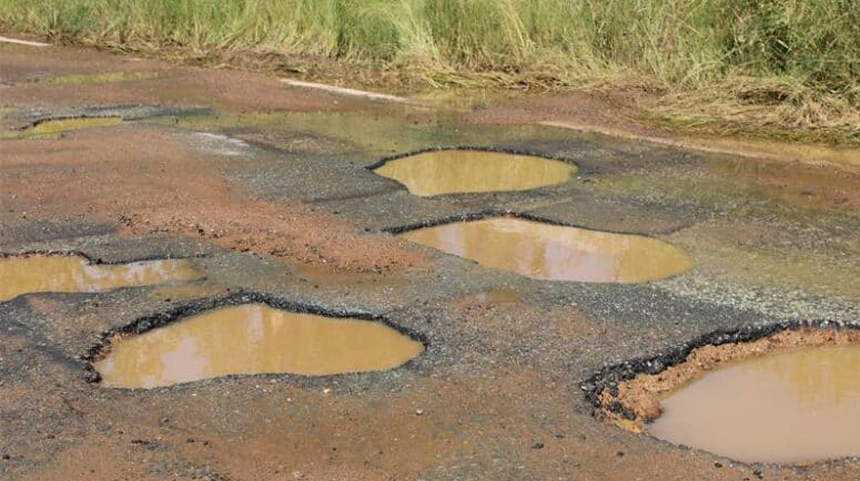  Potholes on Belvedere Road. 