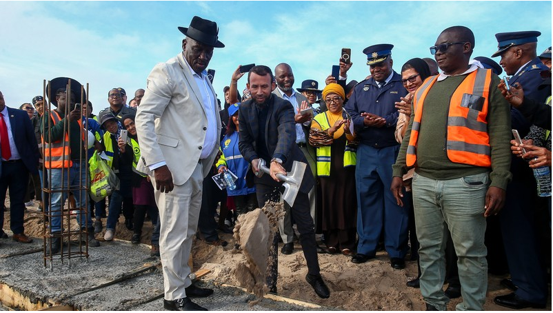 Police Minister Bheki Cele and Police Oversight and Community Safety MEC Reagen Allen at the sod turning in Tafelsig.