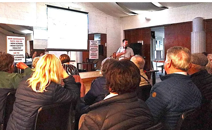 The Bergvliet Voluntary Association holds a community meeting to discuss concerns around proposed plans for a Tokai High School in the community.