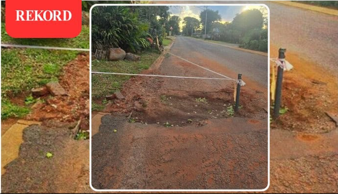 The original water leak was repaired in March, but the road has been left unfilled for months, endangering motorists. 