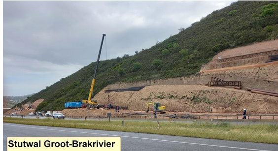 Slope stabilisation of the embankment at Great Brak River.