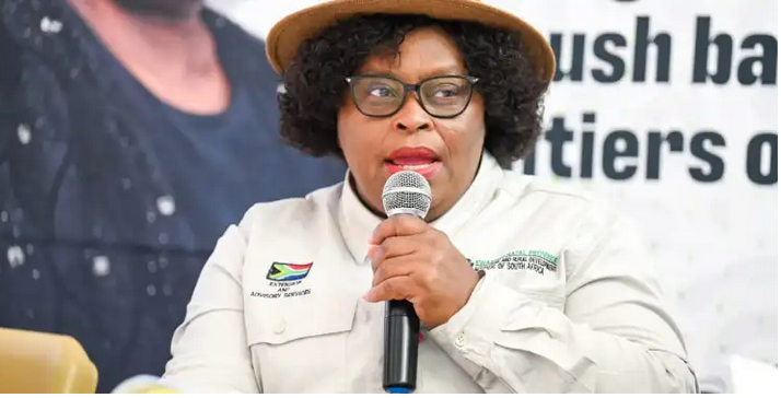 KwaZulu-Natal MEC for agriculture and rural development, Thembeni kaMadlopha-Mthethwa, during a site visit to key infrastructure projects in Ndwedwe as part of Operation Sukuma Sakhe.