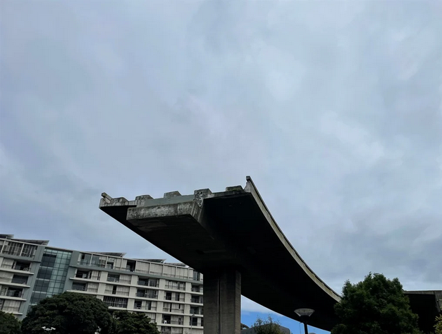 The unfinished Foreshore freeway bridge in Cape Town. 