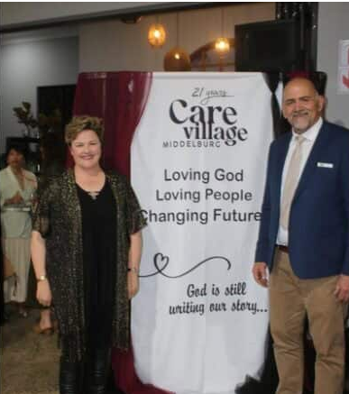 Leigh Brandmuller and Andre Cloete, Care Village manager, at the gala evening. 
