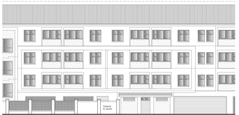 A plan for the four-storey block of flats proposed for Arum Road