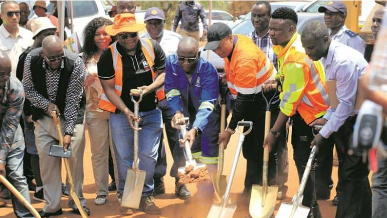  The MEC for Public Works, Ernest Rachoene, with other delegates during the sod-turning ceremony. 